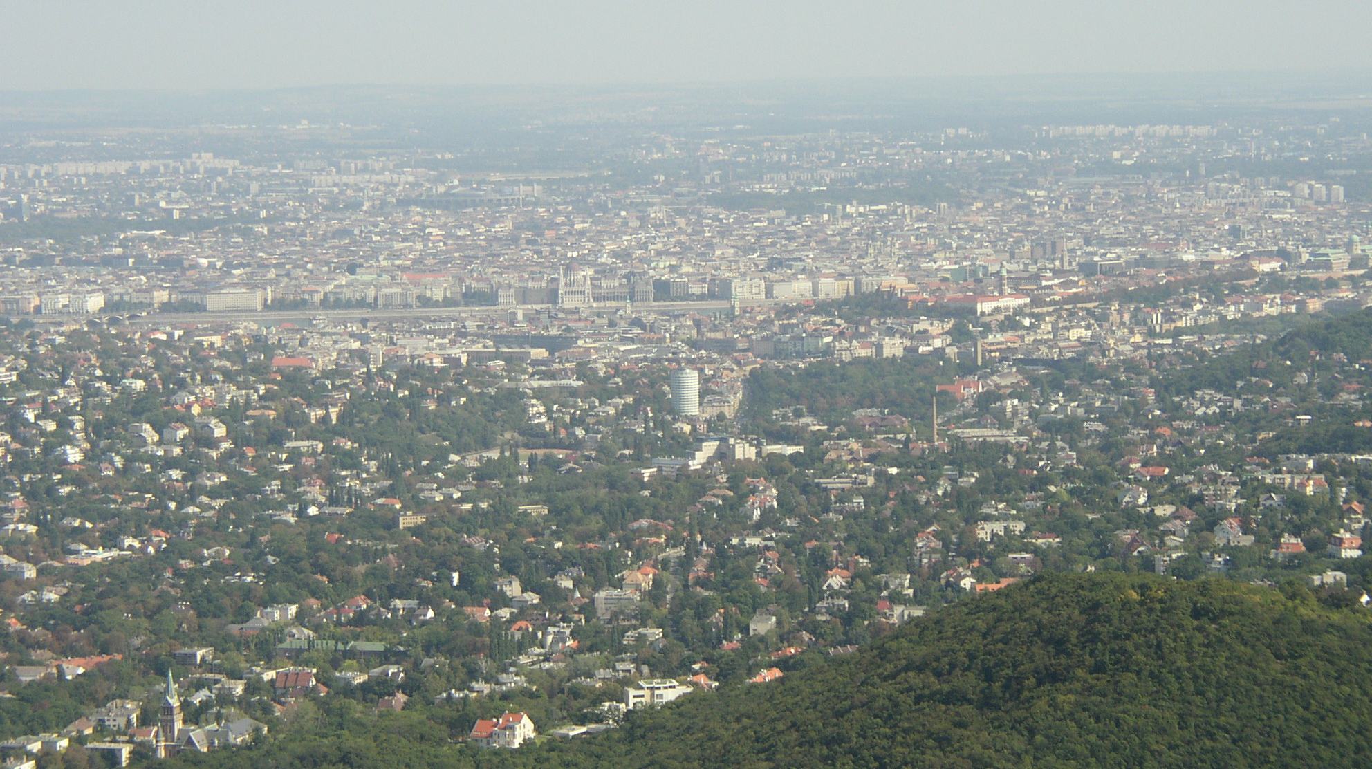 Budapest seen from János Hill, with nearer Buda and the Danube beyond