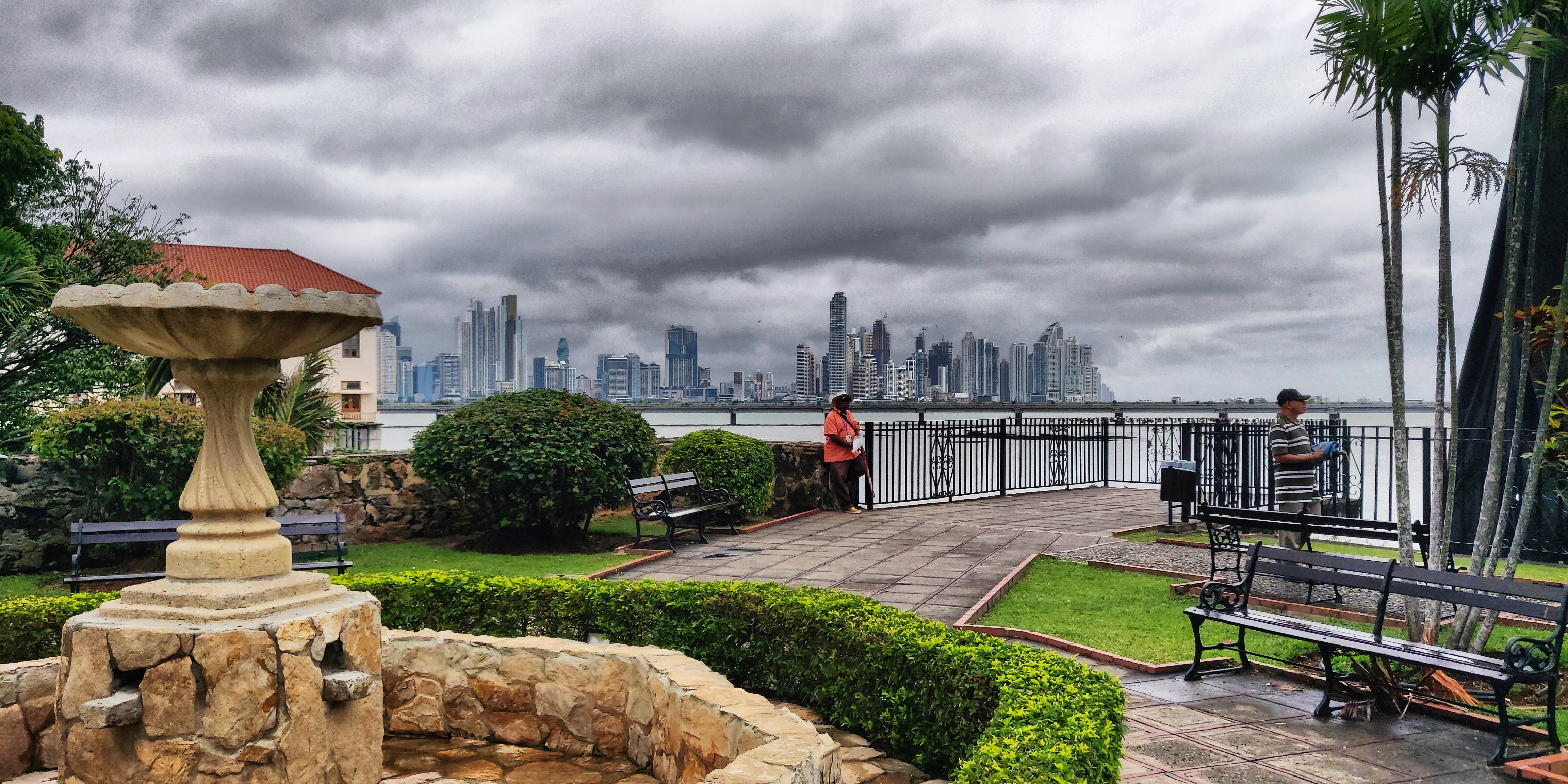 Panama City's modern waterfront skyline seen from Casco Viejo across the bay