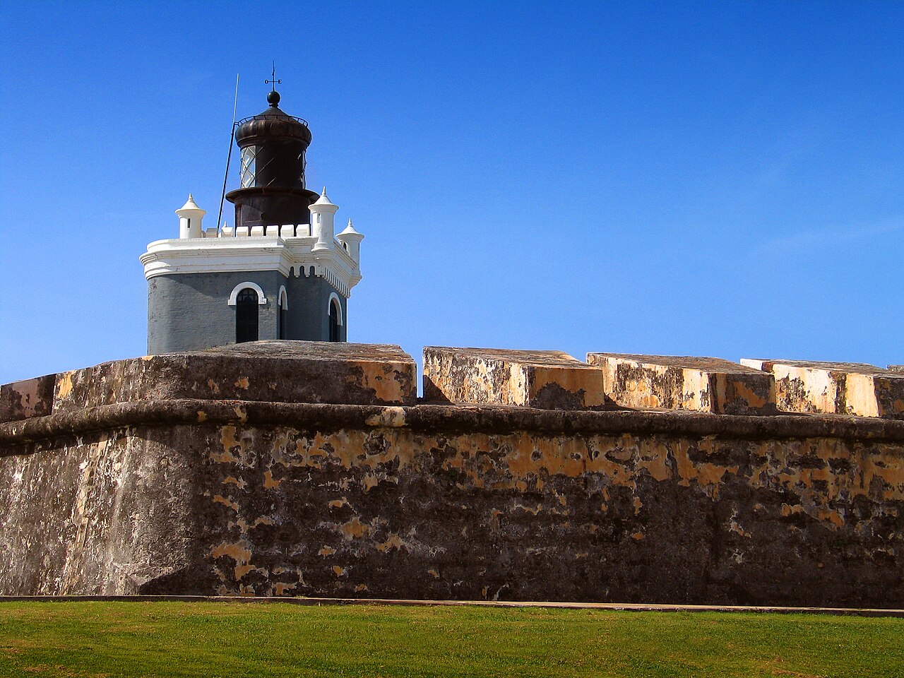 El Morro lighthouse rising above the historic fort walls in Old San Juan